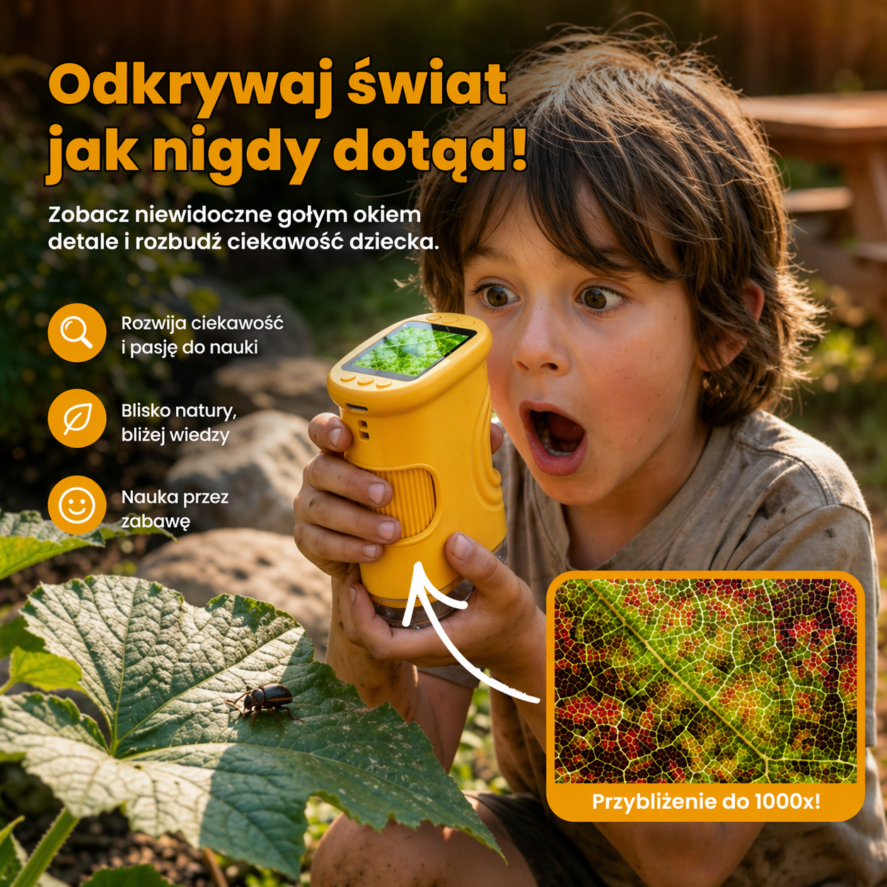 MikroGo™ - Przenośny mikroskop dla dzieci 4K